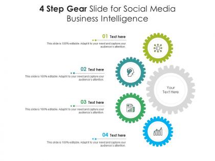 4 step gear slide for social media business intelligence infographic template