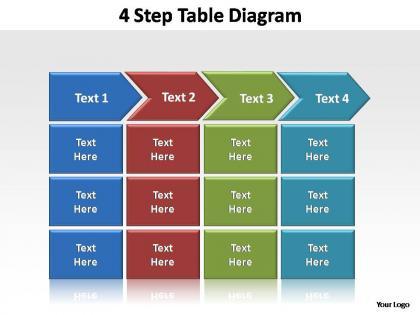 4 step table diagram editable powerpoint templates
