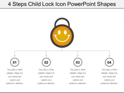 4 steps child lock icon powerpoint shapes