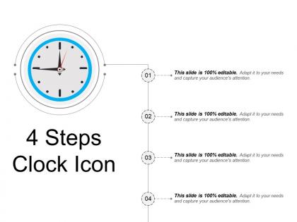 4 steps clock icon powerpoint slide template
