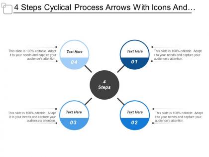 4 steps cyclical process arrows with icons and textboxes