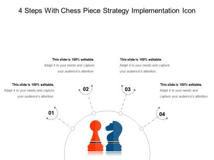 4 steps with chess piece strategy implementation icon