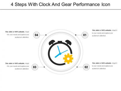 4 steps with clock and gear performance icon