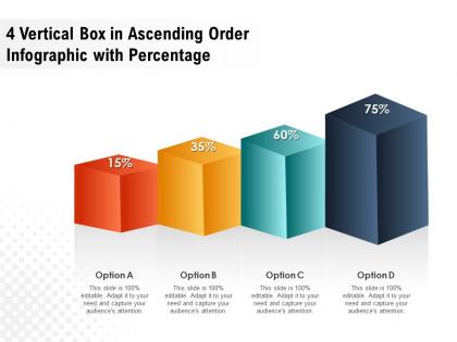 4 vertical box in ascending order infographic with percentage