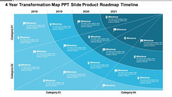 4 year transformation map ppt slide product roadmap timeline