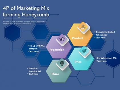 4p of marketing mix forming honeycomb