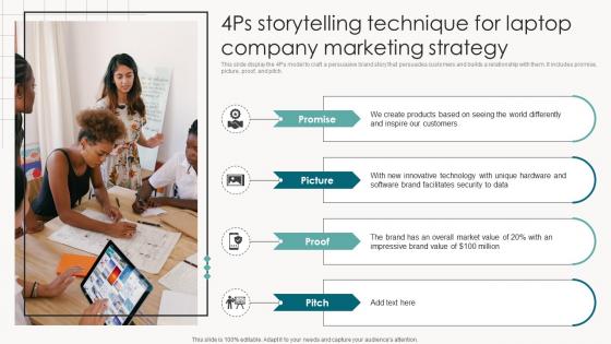 4ps Storytelling Technique For Laptop Company Marketing Strategy