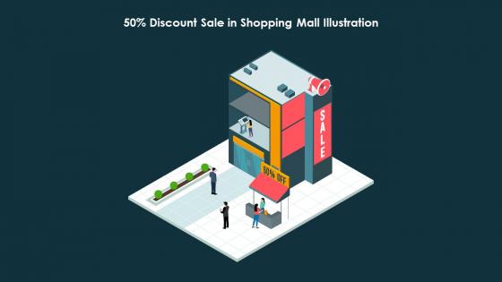 50 Percent Discount Sale In Shopping Mall Illustration