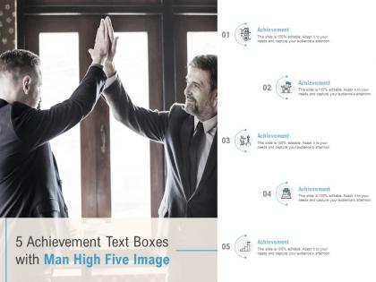 5 achievement text boxes with man high five image