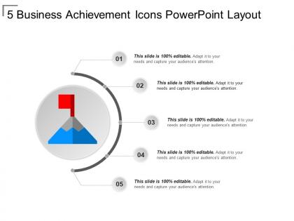 5 business achievement icons powerpoint layout