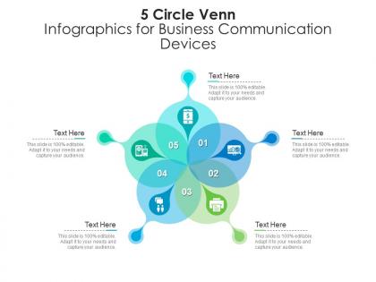 5 circle venn for business communication devices infographic template
