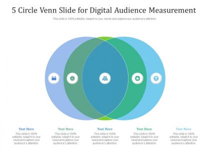 5 circle venn slide for digital audience measurement infographic template