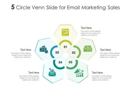 5 circle venn slide for email marketing sales infographic template