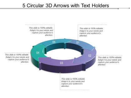 5 circular 3d arrows with text holders