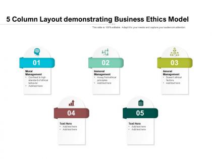 5 column layout demonstrating business ethics model