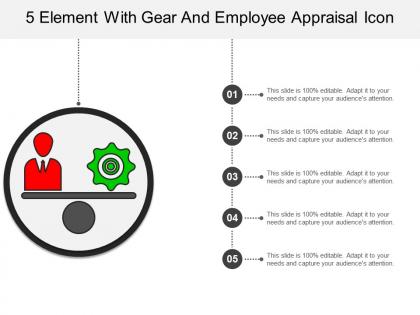 5 element with gear and employee appraisal icon