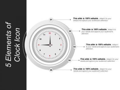 5 elements of clock icon powerpoint templates