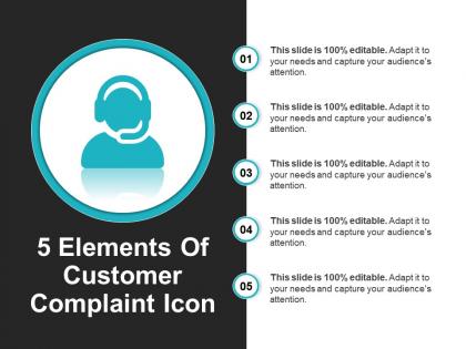5 elements of customer complaint icon powerpoint guide