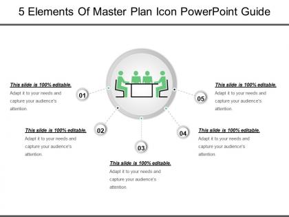 5 elements of master plan icon powerpoint guide
