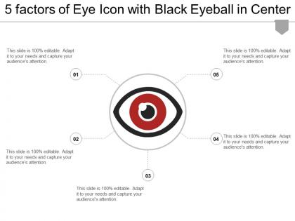 5 factors of eye icon with black eyeball in center