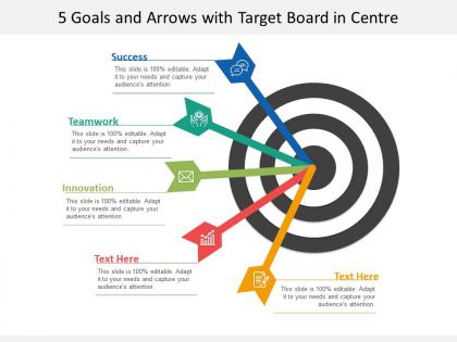 5 goals and arrows with target board in centre