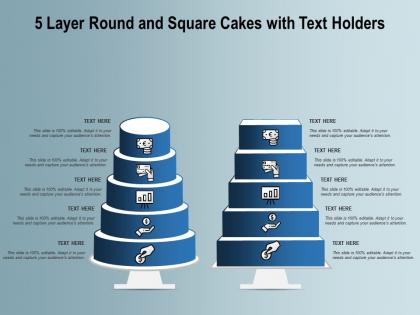 5 layer round and square cakes with text holders
