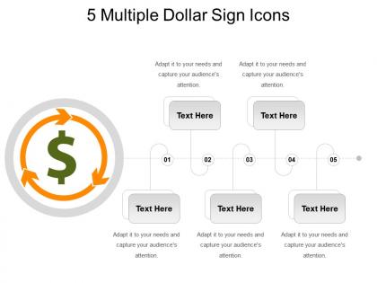 5 multiple dollar sign icons powerpoint slides design