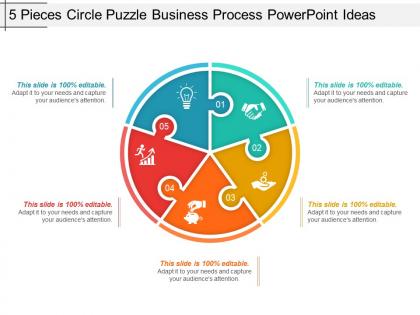 5 pieces circle puzzle business process powerpoint ideas
