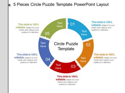 5 pieces circle puzzle template powerpoint layout