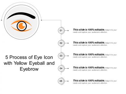 5 process of eye icon with yellow eyeball and eyebrow