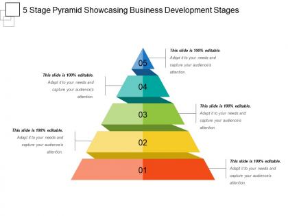 5 stage pyramid showcasing business development stages ppt design