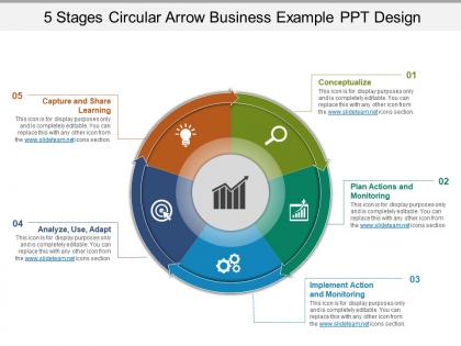5 stages circular arrow business example ppt design