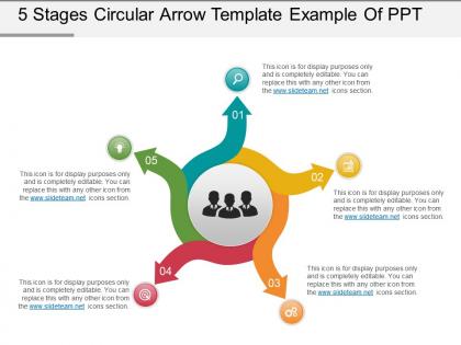 5 stages circular arrow template example of ppt
