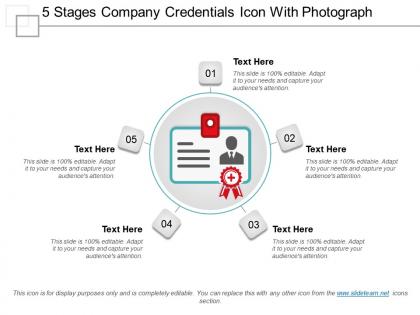 5 stages company credentials icon with photograph