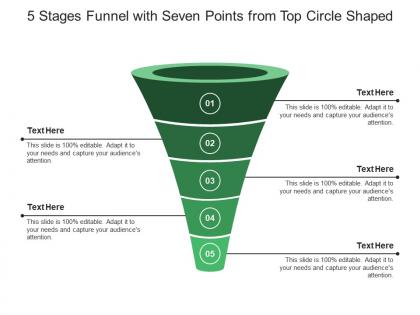 5 stages funnel with seven points from top circle shaped