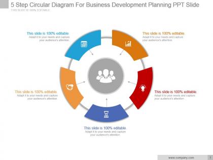 5 step circular diagram for business development planning ppt slide