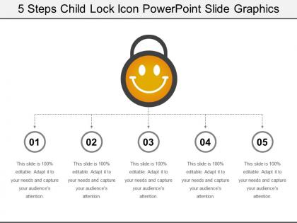 5 steps child lock icon powerpoint slide graphics