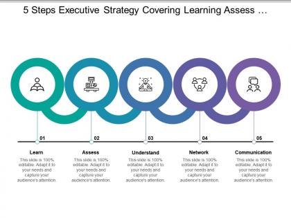 5 steps executive strategy covering learning assess understand network and communication