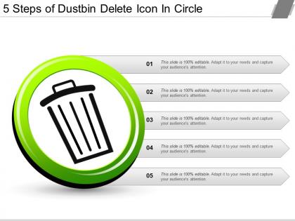 5 steps of dustbin delete icon in circle