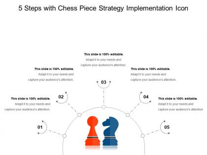 5 steps with chess piece strategy implementation icon