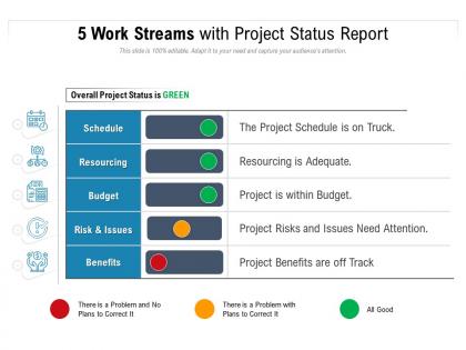 5 work streams with project status report