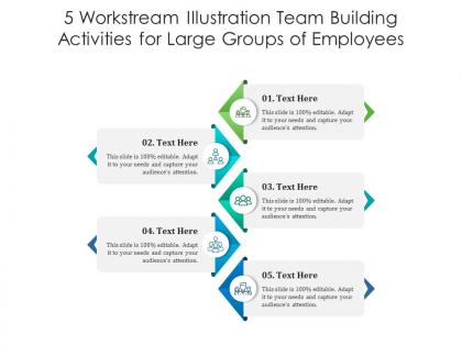 5 workstream illustration team building activities for large groups of employees infographic template