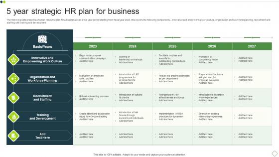 5 Year Strategic HR Plan For Business