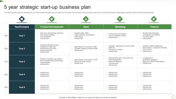 5 Year Strategic Start Up Business Plan