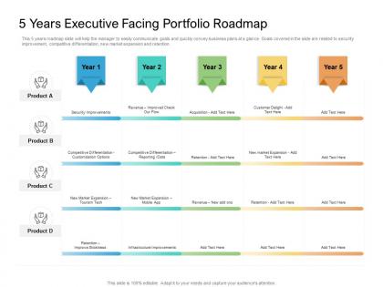 5 years executive facing portfolio roadmap timeline powerpoint template