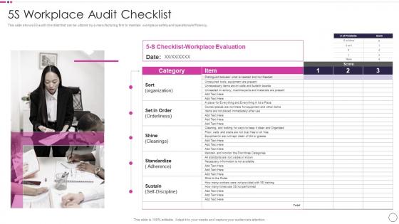 5s Workplace Audit Checklist Quality Assurance Plan And Procedures Set 1