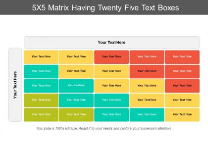 5x5 matrix having twenty five text boxes