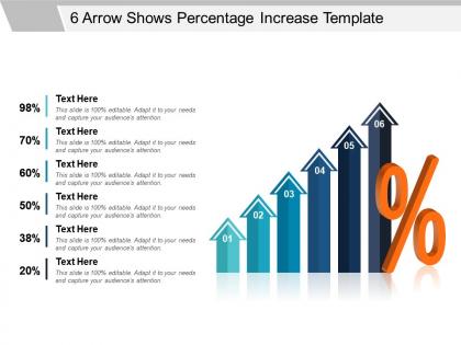 6 arrow shows percentage increase powerpoint templates