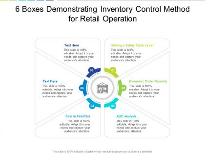 6 boxes demonstrating inventory control method for retail operation