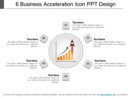 6 business acceleration icon ppt design
